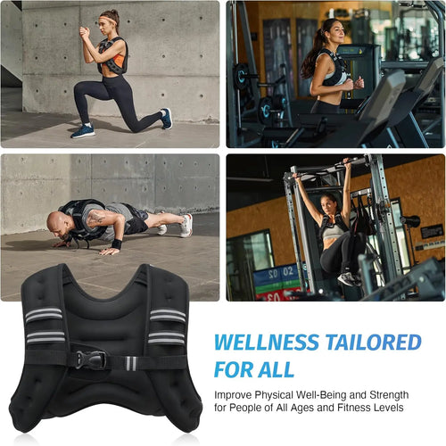 【Springstatements】Zelus Weighted Vests,6/8/12/16/20/25/30Lbs Weight Vest with Detachable Phone Pouch&Reflective Stripes&Adjustable Straps| Exercise Equipment & Workout Enhancer for Motivational Walking, Strength Training, Running, Rucking